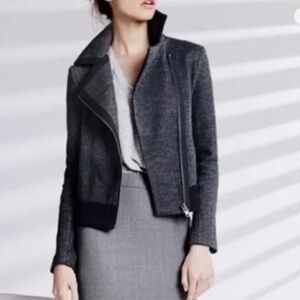 J. Crew Size 2 Stretch‎ Wool Motorcycle Jacket Coat Gray Black